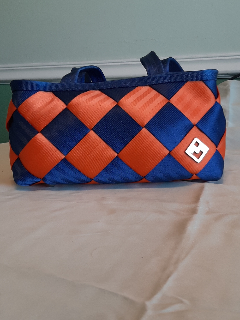 Maggie's Bag Woven Blue and Orange Seatbelt Purse Bag